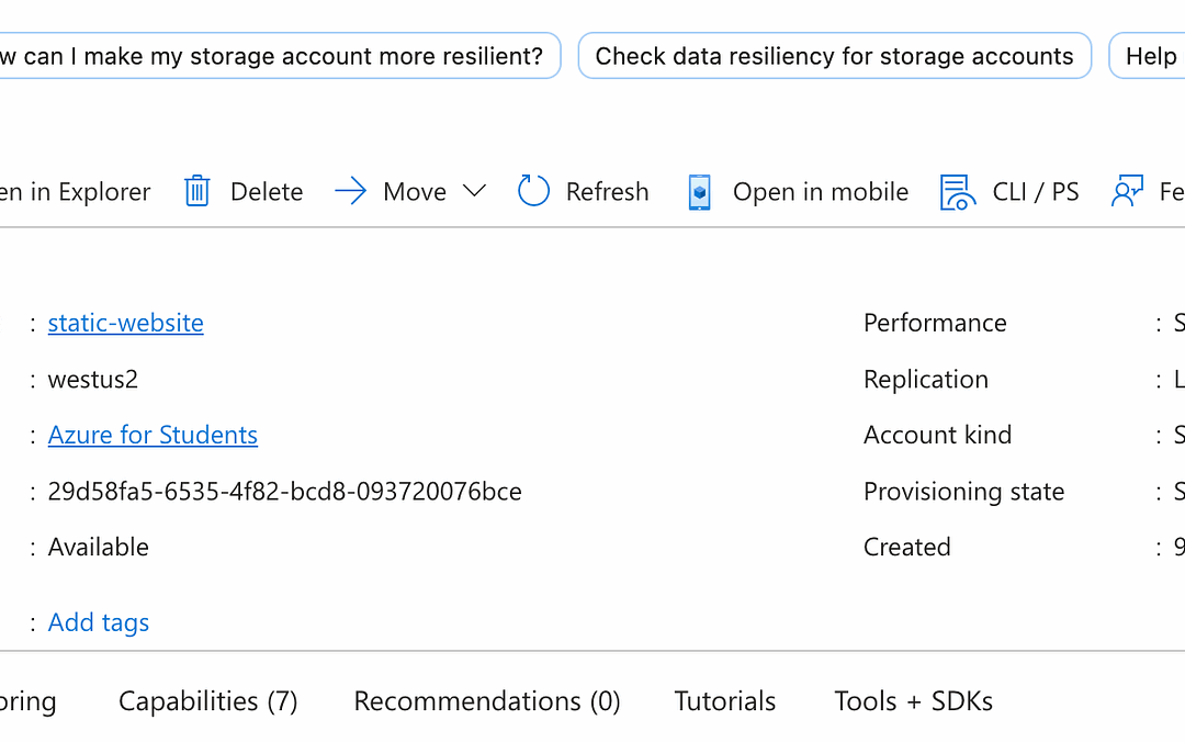 Host a Static Website on Azure Storage