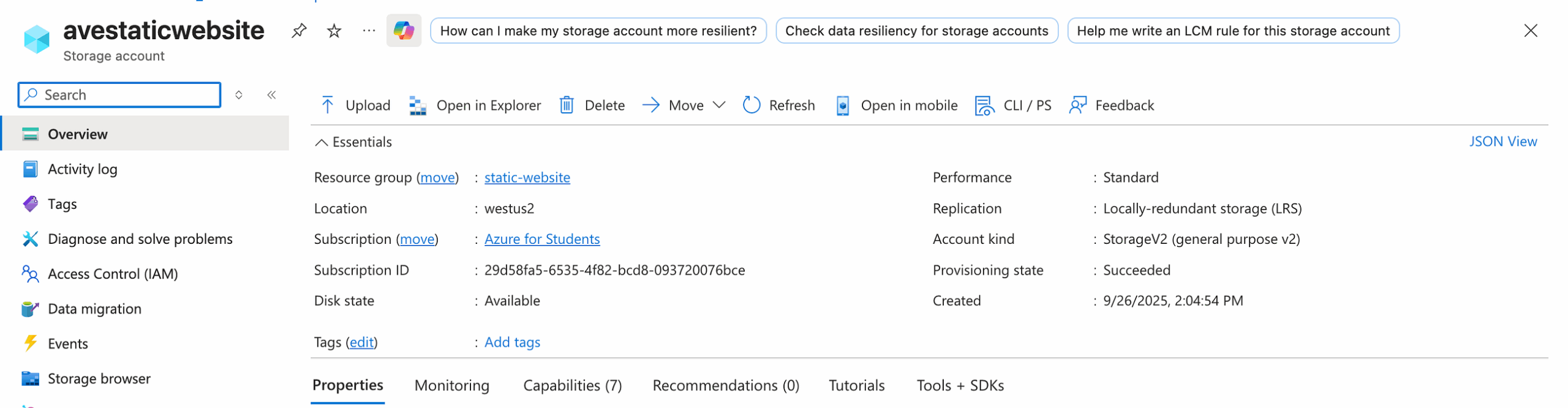 Host a Static Website on Azure Storage